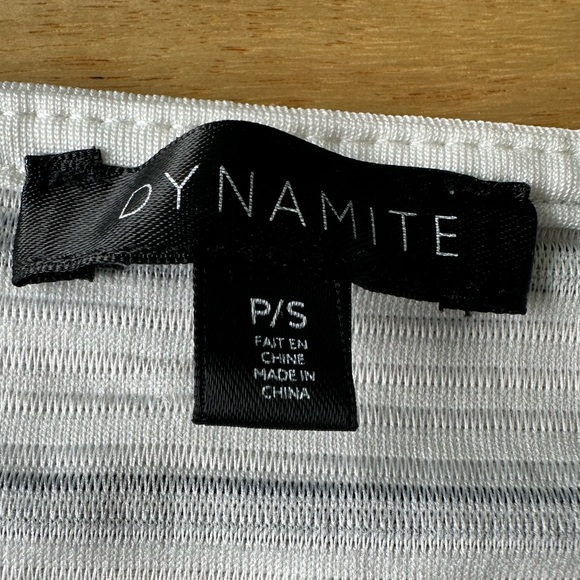 White and black striped shirt with buttons down the front. - Picture 3 of 3